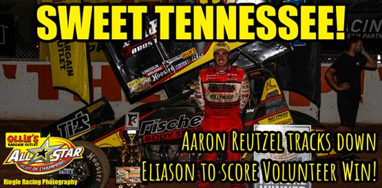 Aaron Reutzel tracks down Cory Eliason to score Volunteer Speedway victory